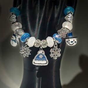 Blue and Silver Christmas Charm Bracelet
